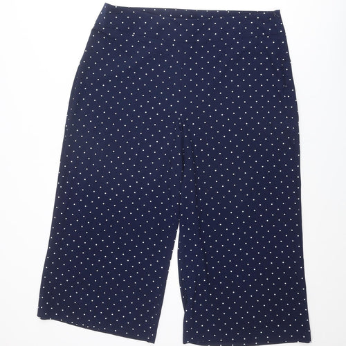 Bonmarché Womens Blue Polka Dot Polyester Capri Trousers Size 16 L22 in Regular Zip