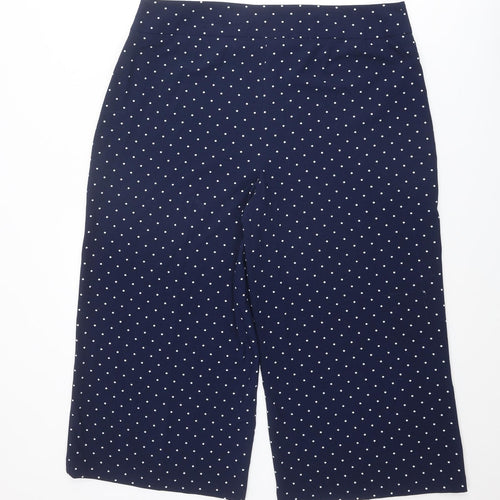 Bonmarché Womens Blue Polka Dot Polyester Capri Trousers Size 16 L22 in Regular Zip