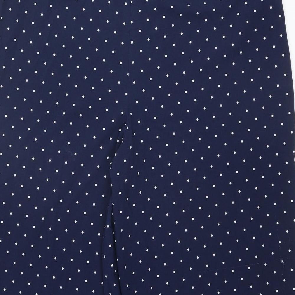 Bonmarché Womens Blue Polka Dot Polyester Capri Trousers Size 16 L22 in Regular Zip