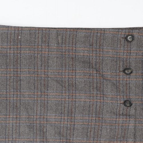 NEXT Womens Brown Plaid Polyester A-Line Skirt Size 18 Zip