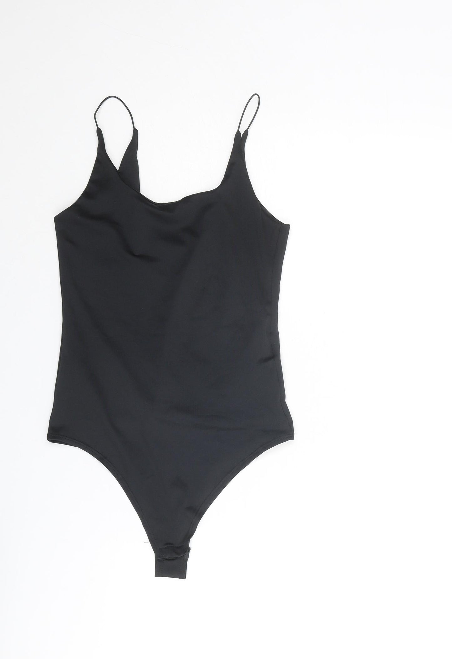 Amisu Womens Black Polyester Bodysuit One-Piece Size S Snap