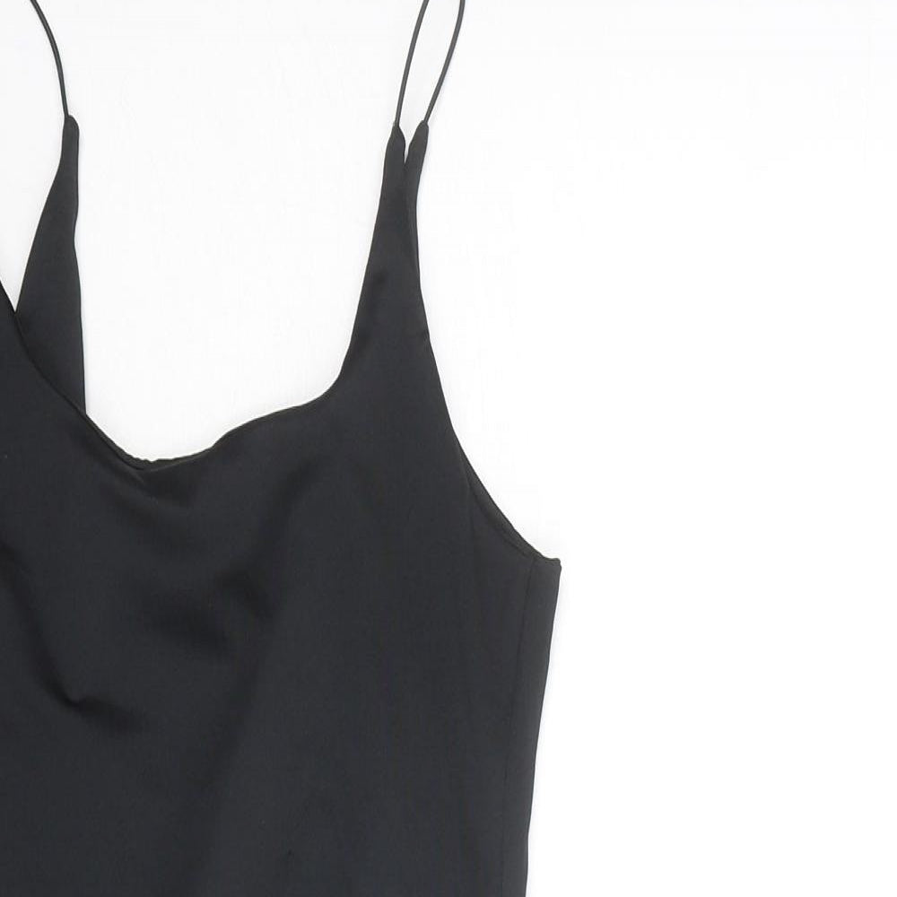 Amisu Womens Black Polyester Bodysuit One-Piece Size S Snap