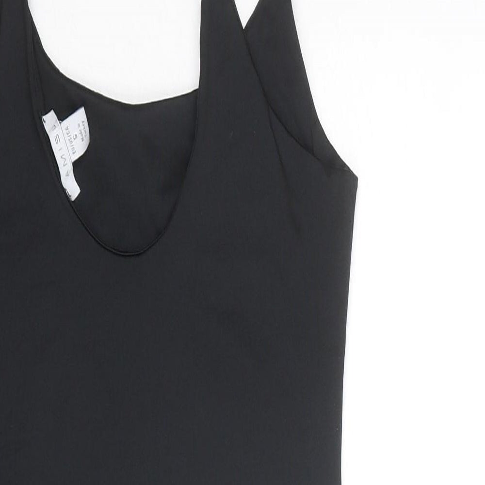 Amisu Womens Black Polyester Bodysuit One-Piece Size S Snap