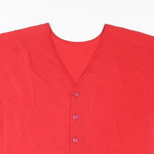 St Michael Womens Red Polyester Basic Button-Up Size 12 V-Neck