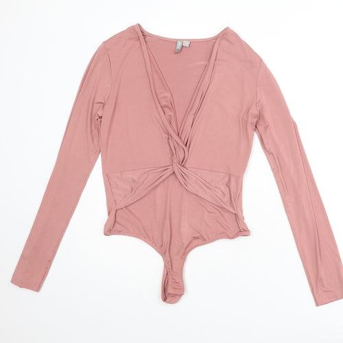ASOS Womens Pink Polyester Bodysuit One-Piece Size 10 Snap