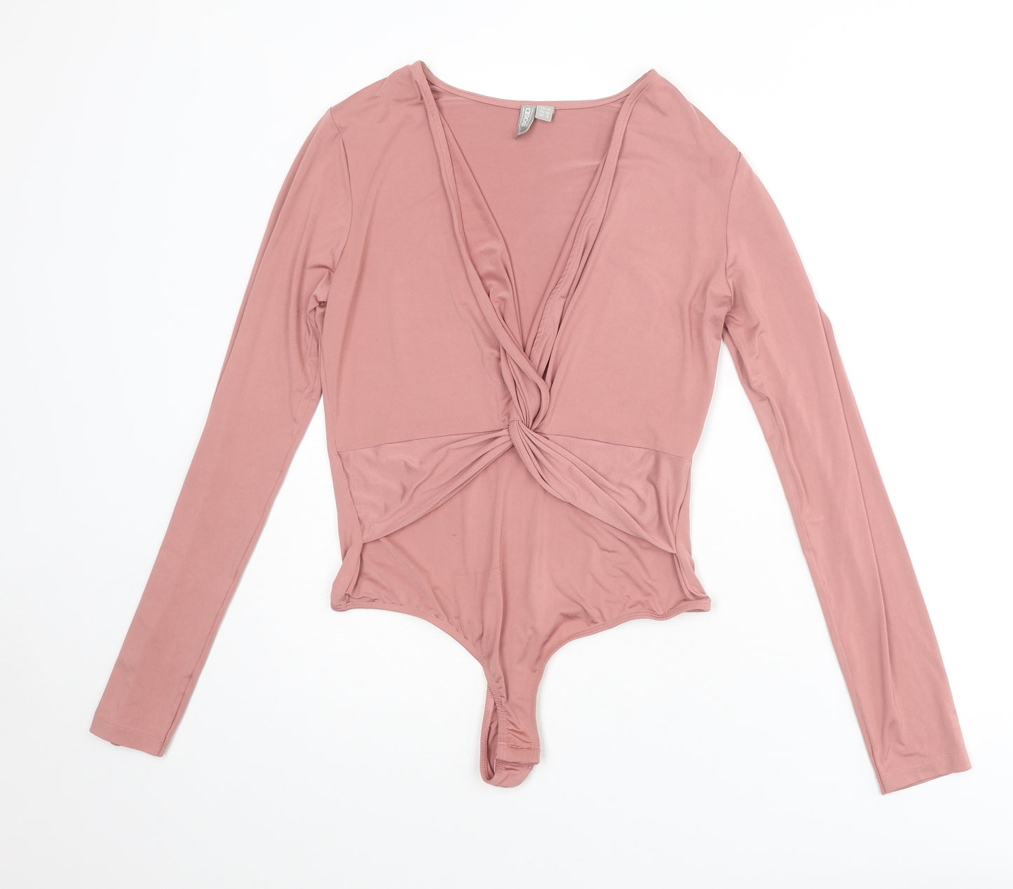 ASOS Womens Pink Polyester Bodysuit One-Piece Size 10 Snap