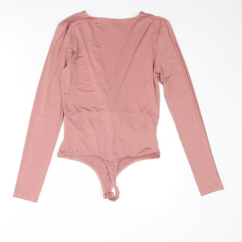 ASOS Womens Pink Polyester Bodysuit One-Piece Size 10 Snap