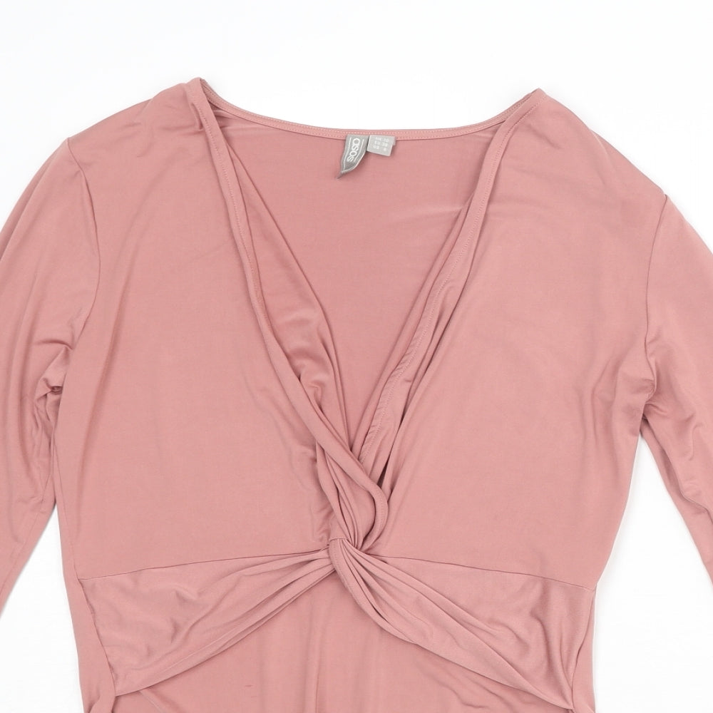 ASOS Womens Pink Polyester Bodysuit One-Piece Size 10 Snap