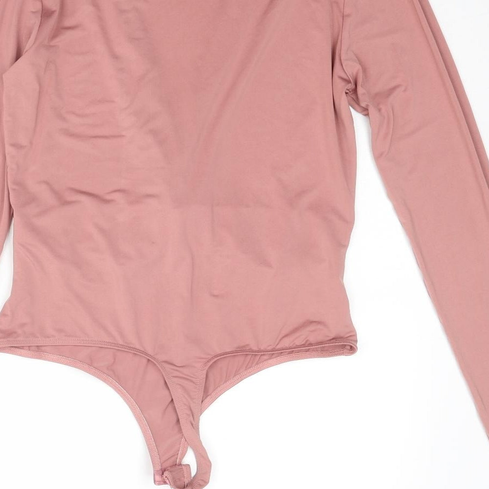 ASOS Womens Pink Polyester Bodysuit One-Piece Size 10 Snap