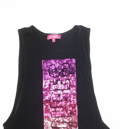 Pineapple Girls Black Viscose Basic Tank Size 11-12 Years Round Neck Pullover