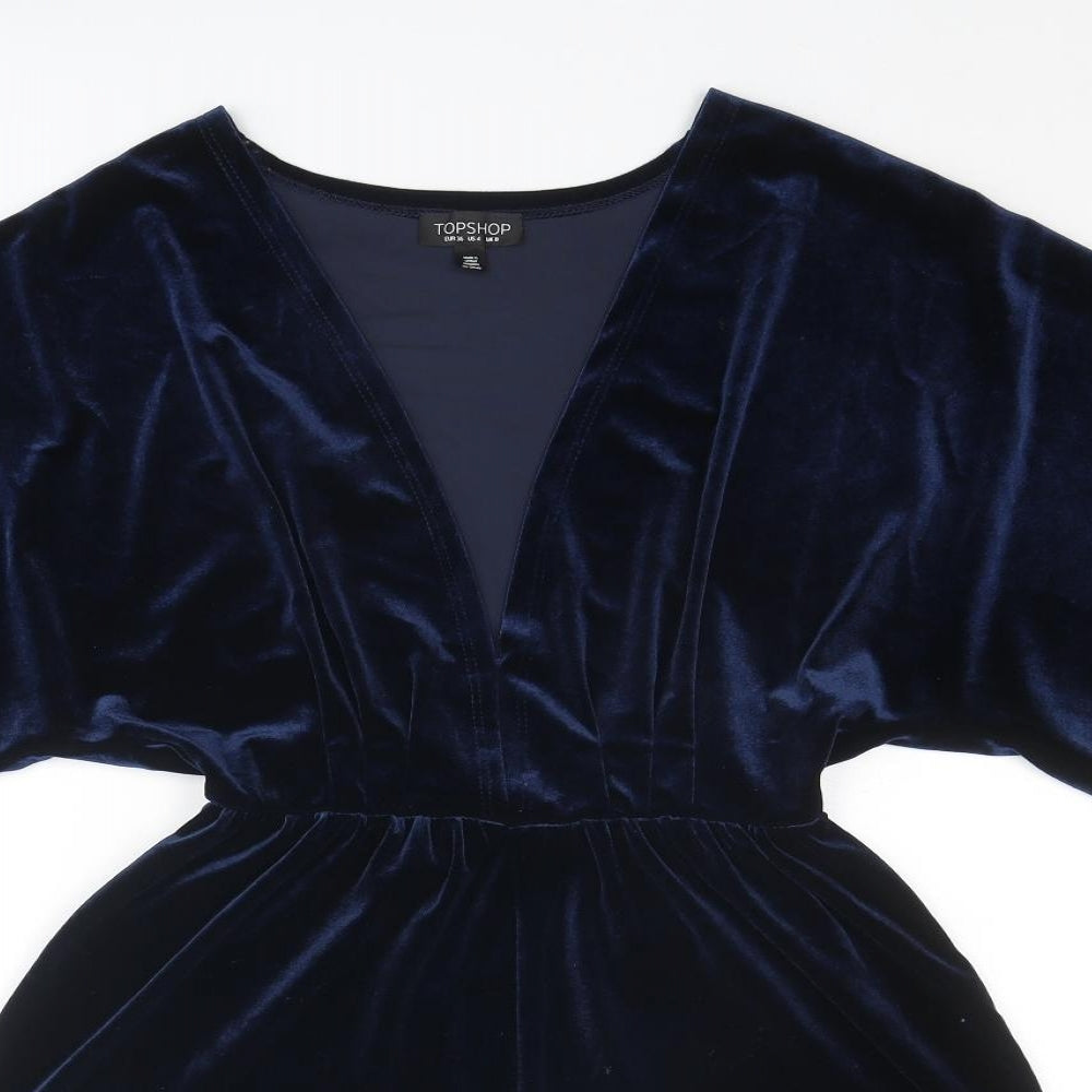 Topshop Womens Blue Polyester Playsuit One-Piece Size 8 L3 in Pullover