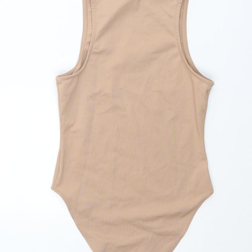 New Look Womens Beige Polyester Bodysuit One-Piece Size 8 Snap