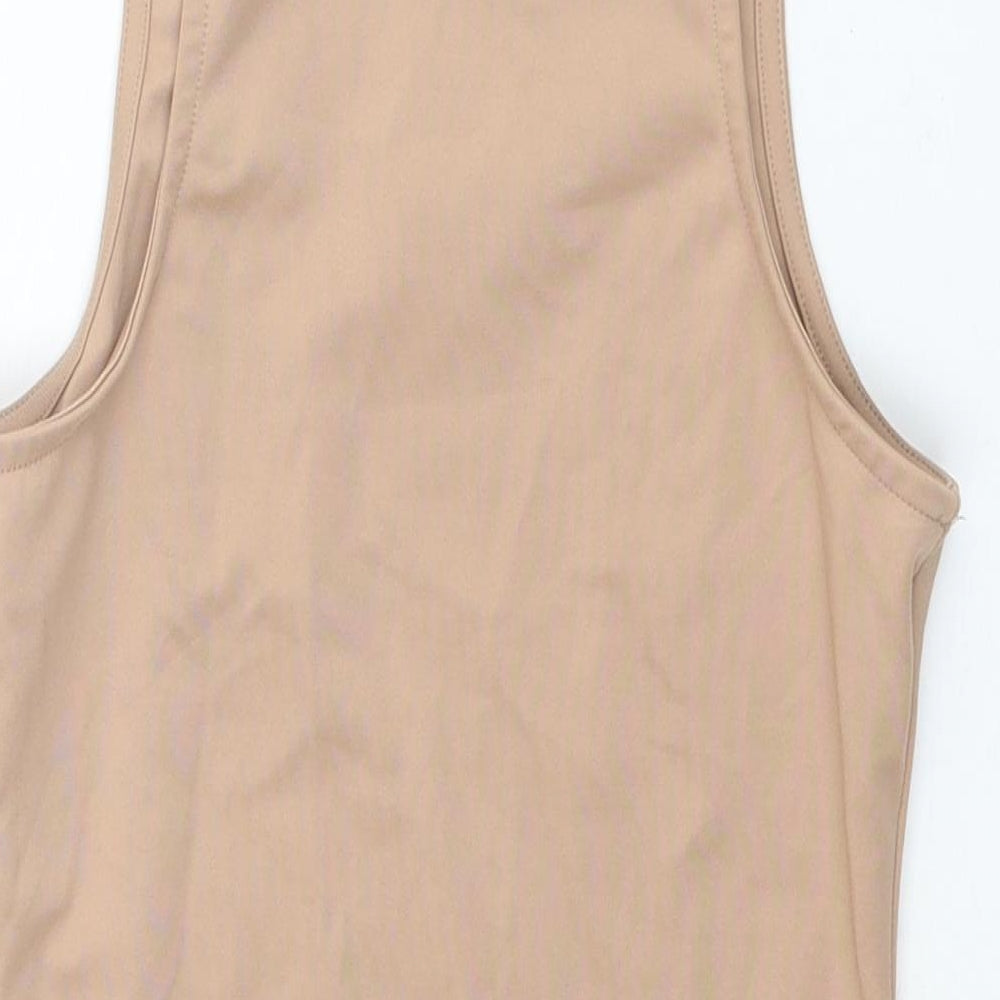 New Look Womens Beige Polyester Bodysuit One-Piece Size 8 Snap