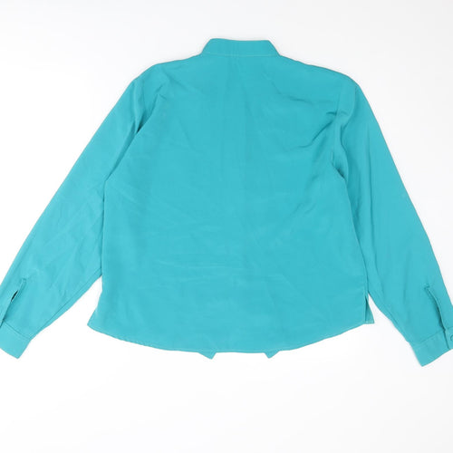 Rothmar of Scotland Womens Blue Polyester Basic Button-Up Size 16 Collared