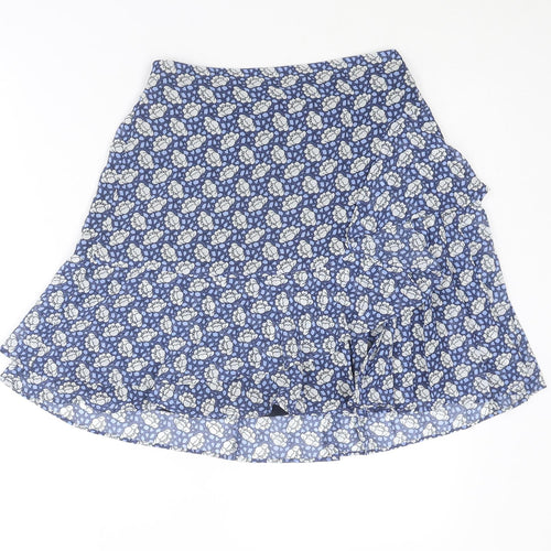 Marks and Spencer Womens Blue Geometric Polyester Swing Skirt Size 6