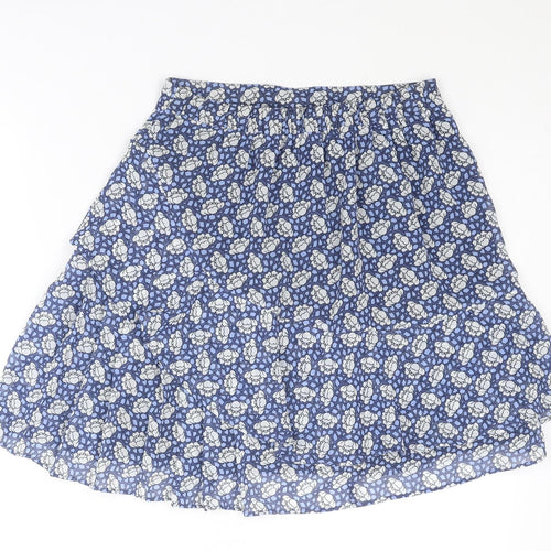 Marks and Spencer Womens Blue Geometric Polyester Swing Skirt Size 6