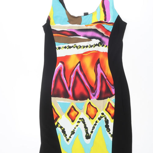 Frank Lyman Womens Multicoloured Geometric Polyester A-Line Size 10 Round Neck Pullover