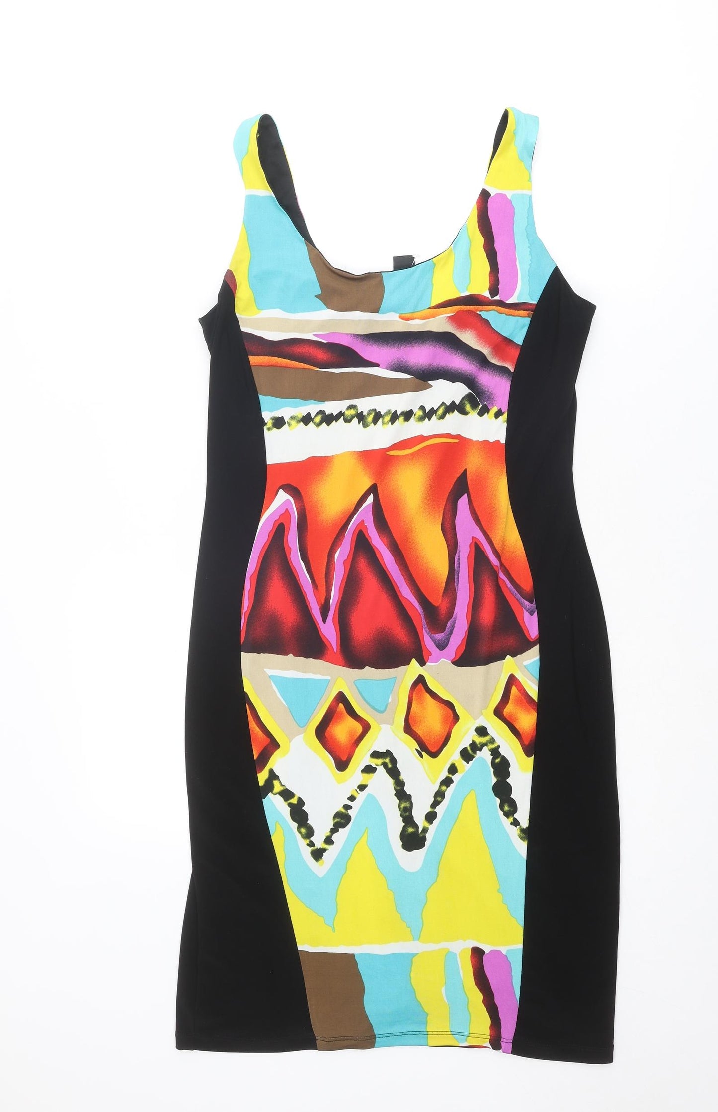 Frank Lyman Womens Multicoloured Geometric Polyester A-Line Size 10 Round Neck Pullover