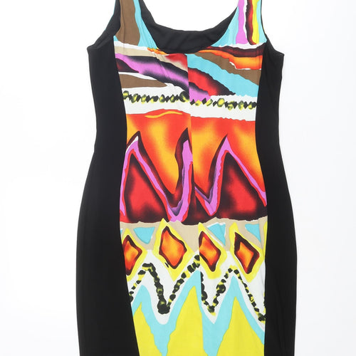 Frank Lyman Womens Multicoloured Geometric Polyester A-Line Size 10 Round Neck Pullover