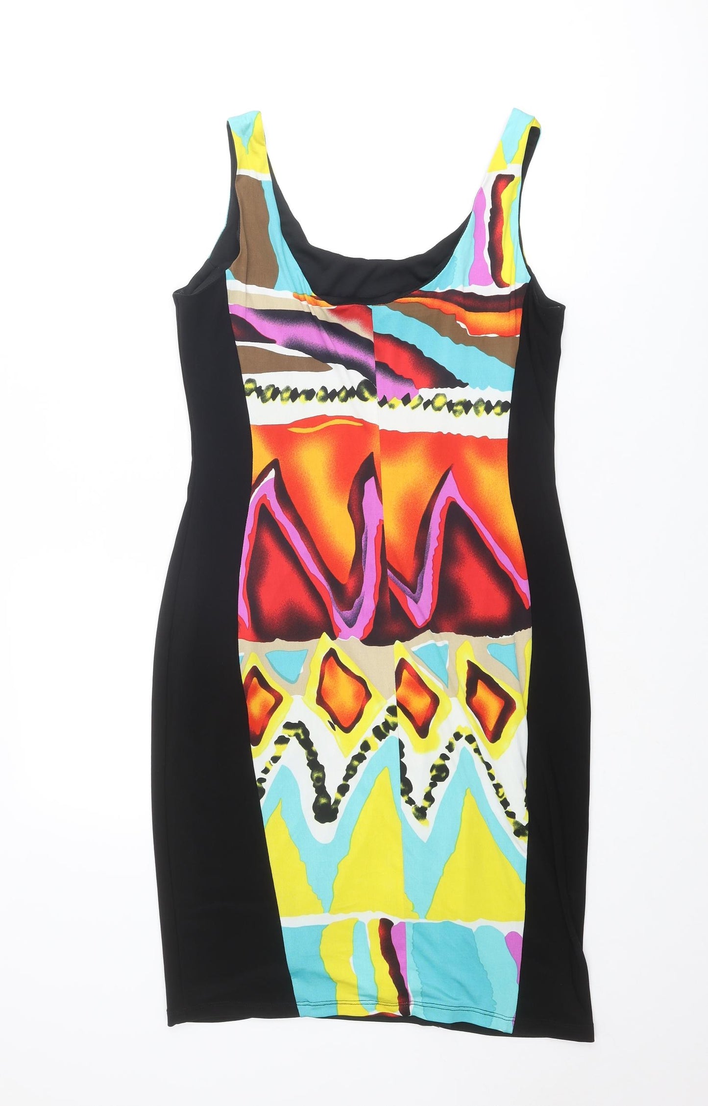 Frank Lyman Womens Multicoloured Geometric Polyester A-Line Size 10 Round Neck Pullover