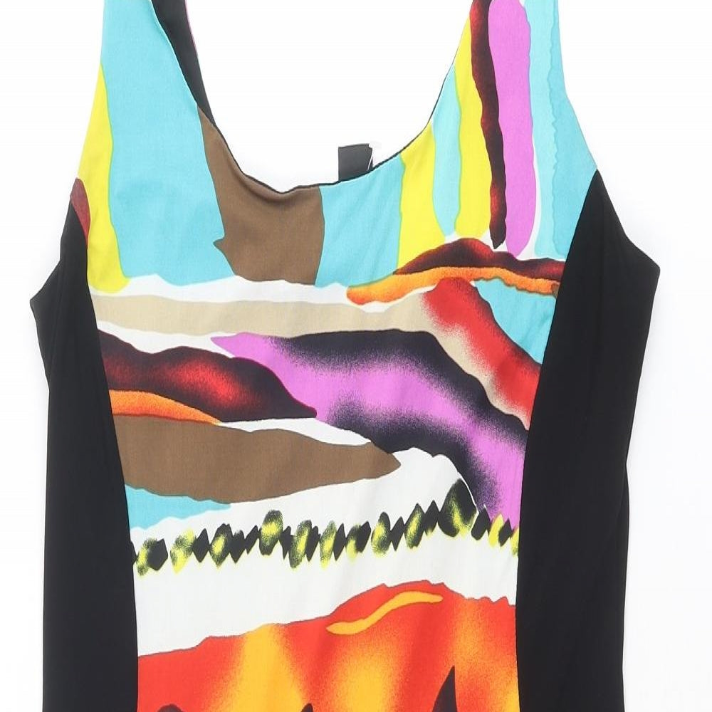 Frank Lyman Womens Multicoloured Geometric Polyester A-Line Size 10 Round Neck Pullover