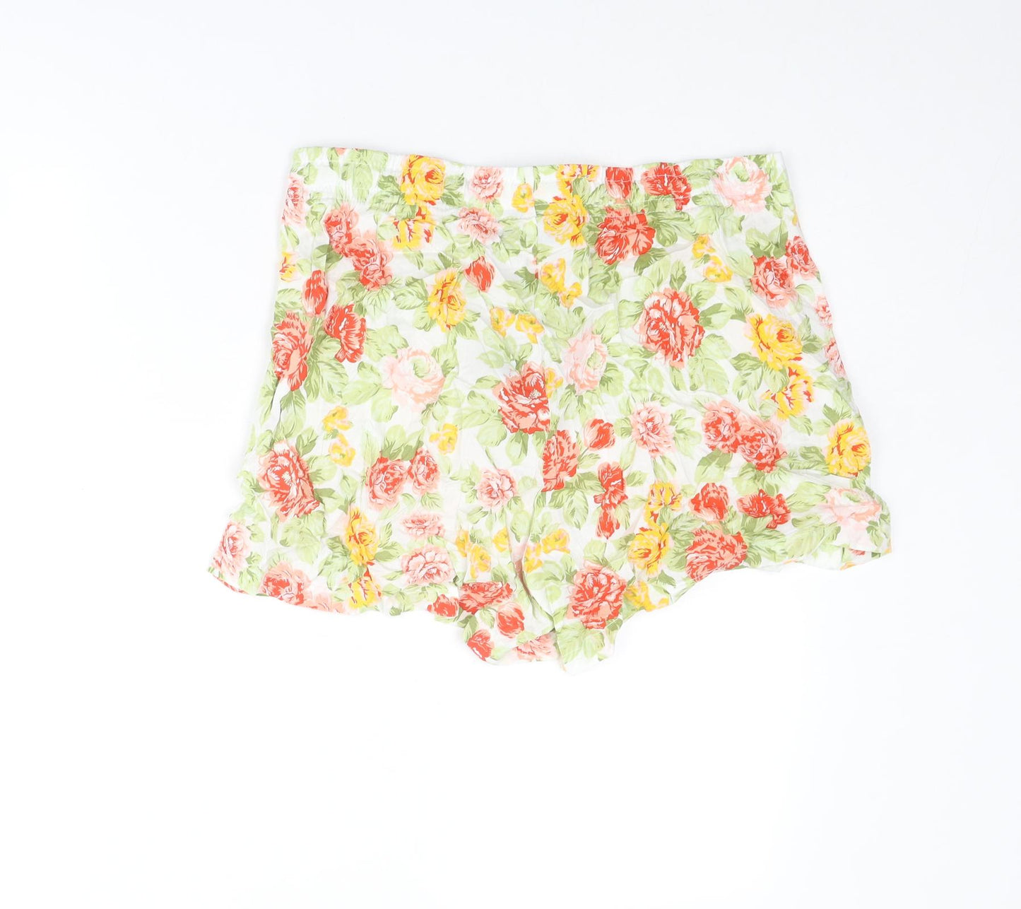 Avenue Womens Multicoloured Floral Viscose Basic Shorts Size 12 L3 in Regular Drawstring