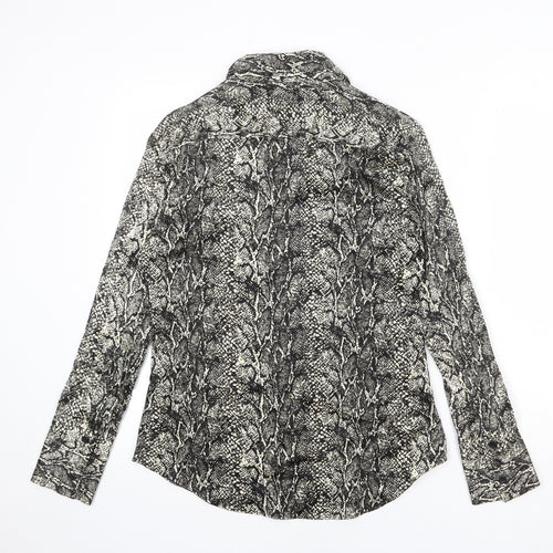 Zara Womens Multicoloured Animal Print Viscose Basic Button-Up Size S Collared - Snake Skin Print