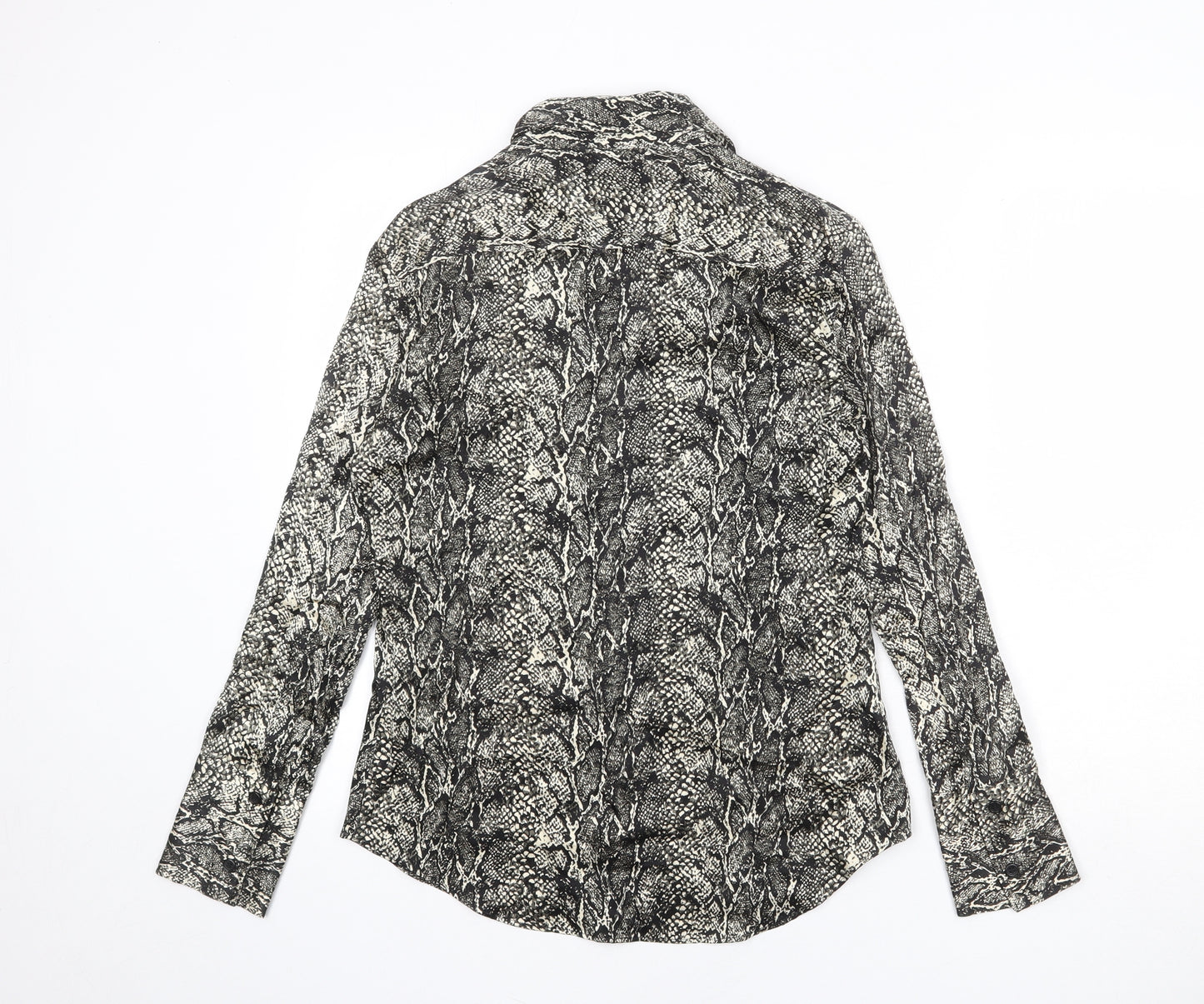Zara Womens Multicoloured Animal Print Viscose Basic Button-Up Size S Collared - Snake Skin Print