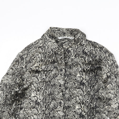 Zara Womens Multicoloured Animal Print Viscose Basic Button-Up Size S Collared - Snake Skin Print