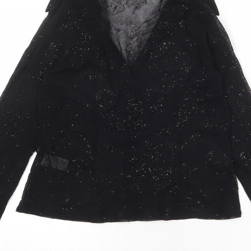 Dorothy Perkins Womens Black Nylon Basic Button-Up Size 14 Collared