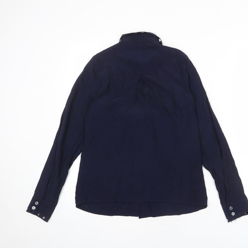 NÜMPH Womens Blue Viscose Basic Button-Up Size 6 Collared