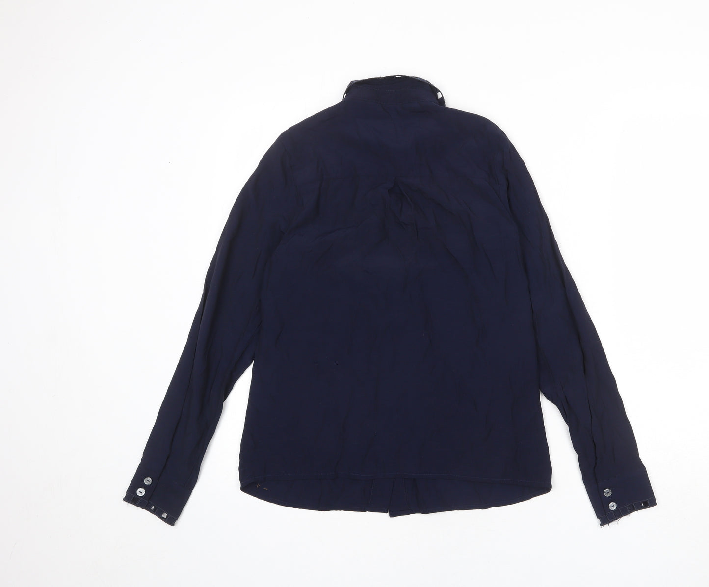 NÜMPH Womens Blue Viscose Basic Button-Up Size 6 Collared