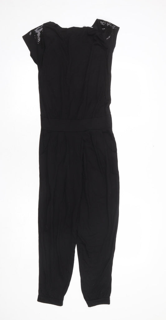 Red Herring Girls Black Polyester Jumpsuit One-Piece Size 11 Years L23 in Button