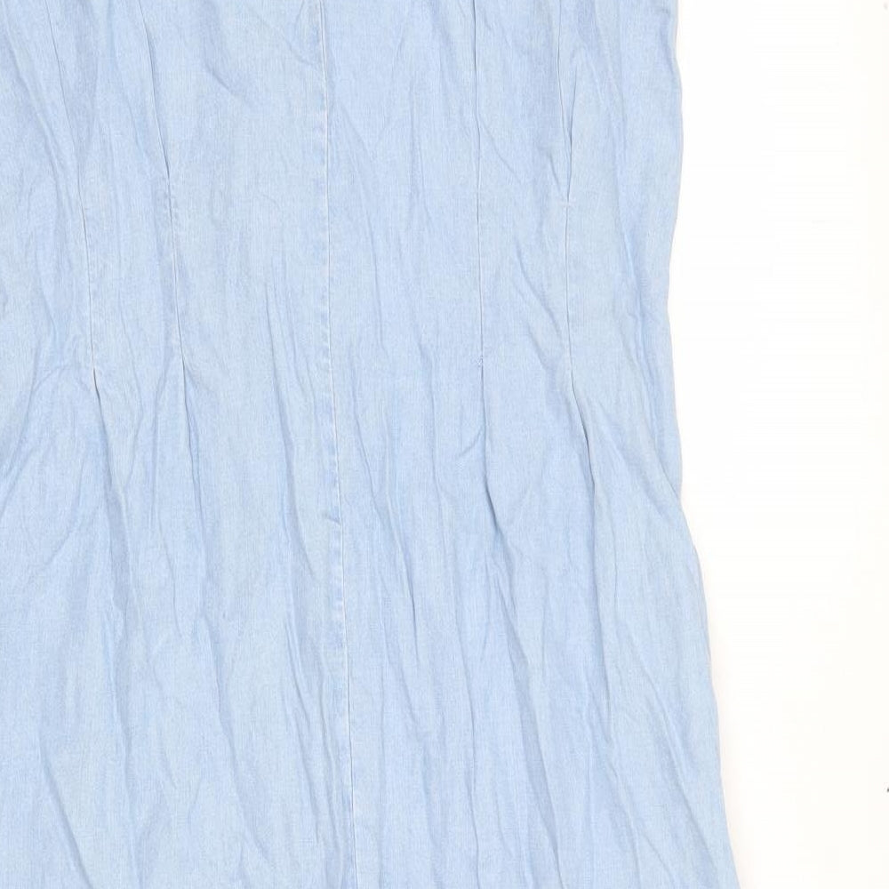 NEXT Womens Blue Lyocell A-Line Size 12 V-Neck Button