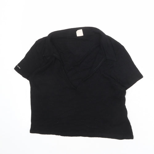 Urban Outfitters Womens Black Viscose Basic T-Shirt Size L Scoop Neck