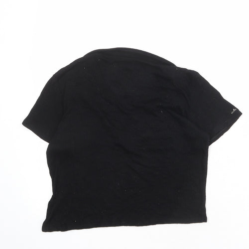 Urban Outfitters Womens Black Viscose Basic T-Shirt Size L Scoop Neck
