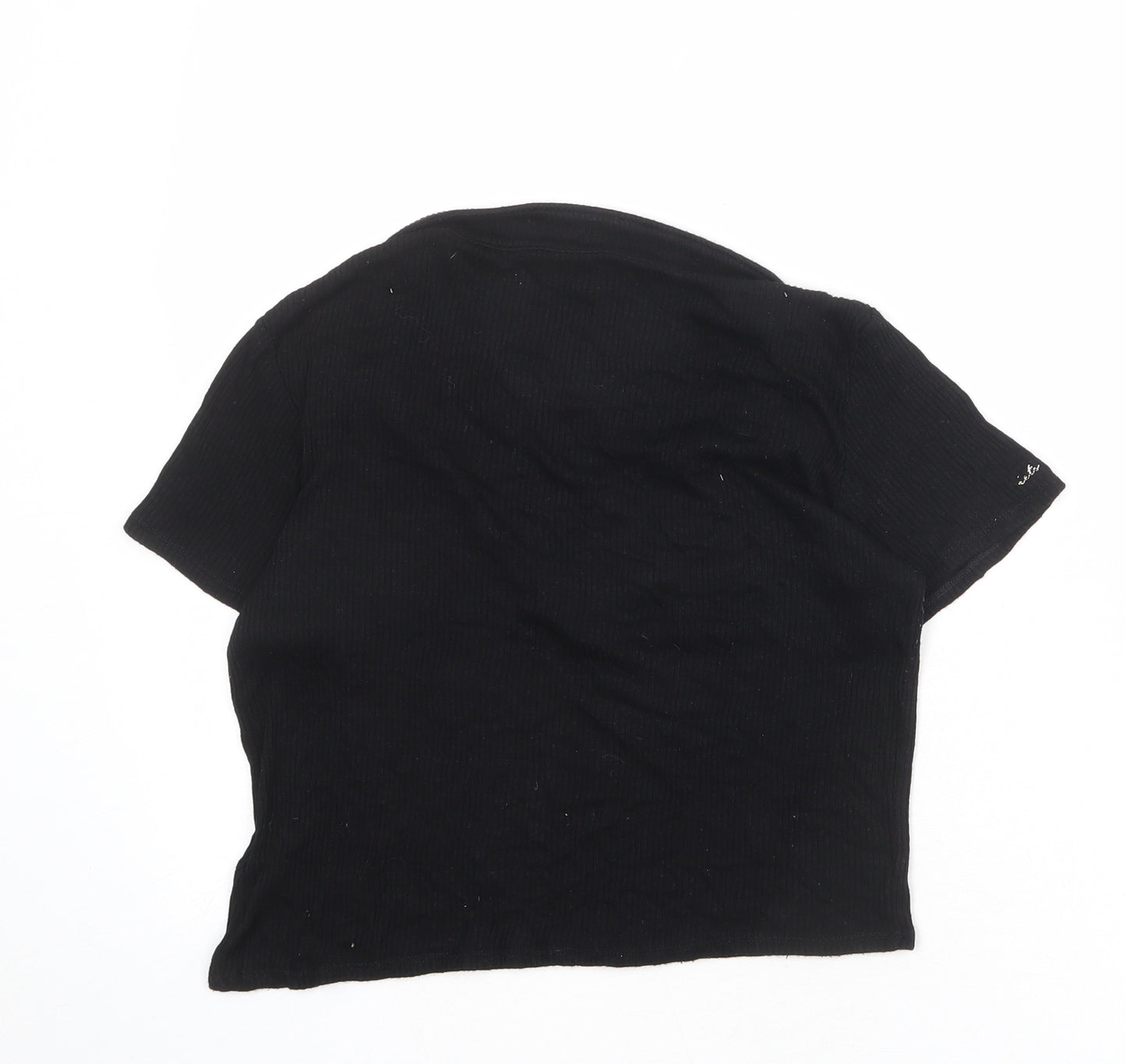 Urban Outfitters Womens Black Viscose Basic T-Shirt Size L Scoop Neck