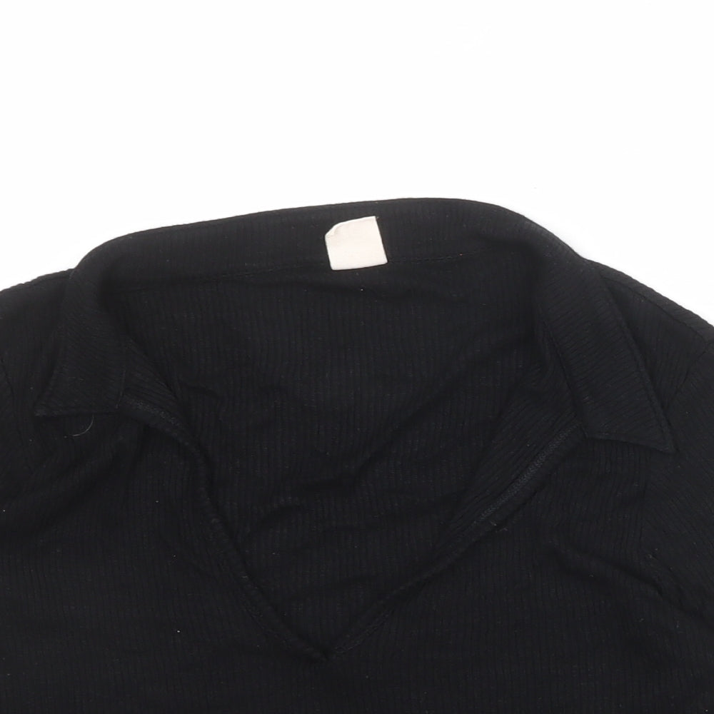 Urban Outfitters Womens Black Viscose Basic T-Shirt Size L Scoop Neck