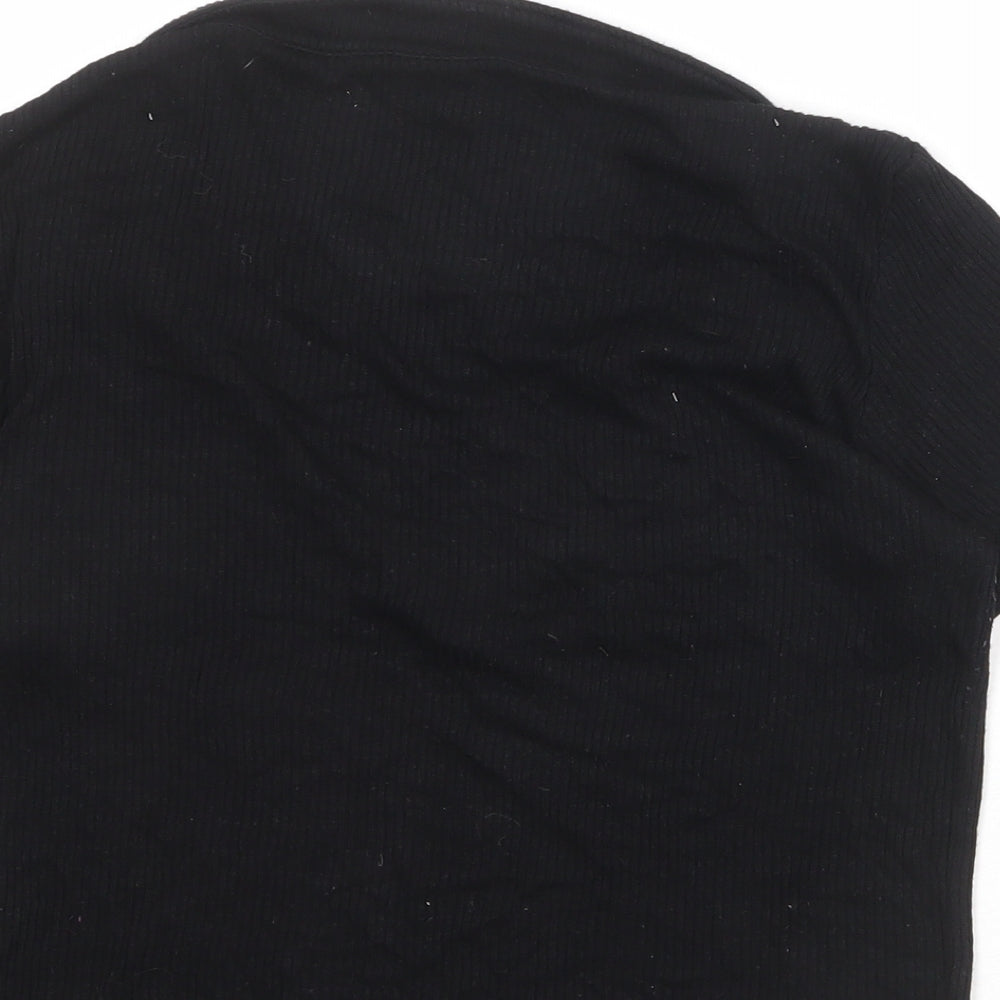 Urban Outfitters Womens Black Viscose Basic T-Shirt Size L Scoop Neck