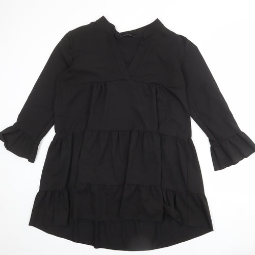 Cameo Rose Womens Black Polyester A-Line Size 12 V-Neck Pullover