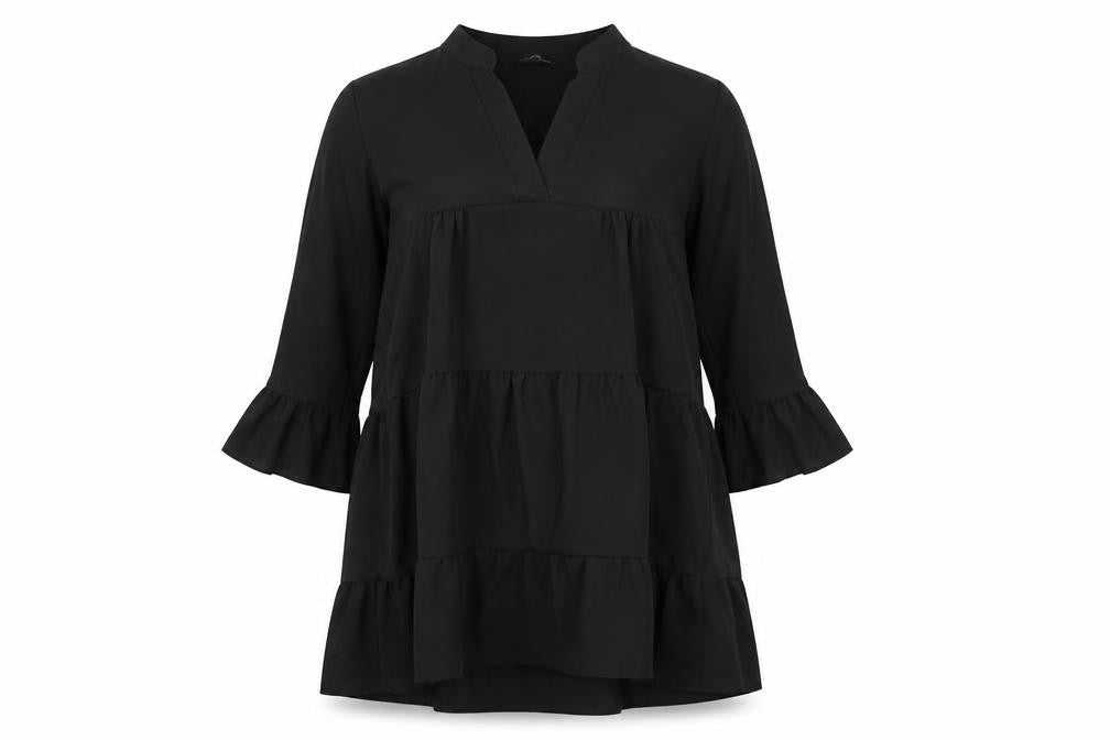Front view of Cameo Rose women’s black polyester a-line, size UK 12, v-neck pullover
