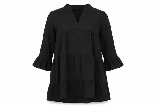 Front view of Cameo Rose women’s black polyester a-line, size UK 12, v-neck pullover