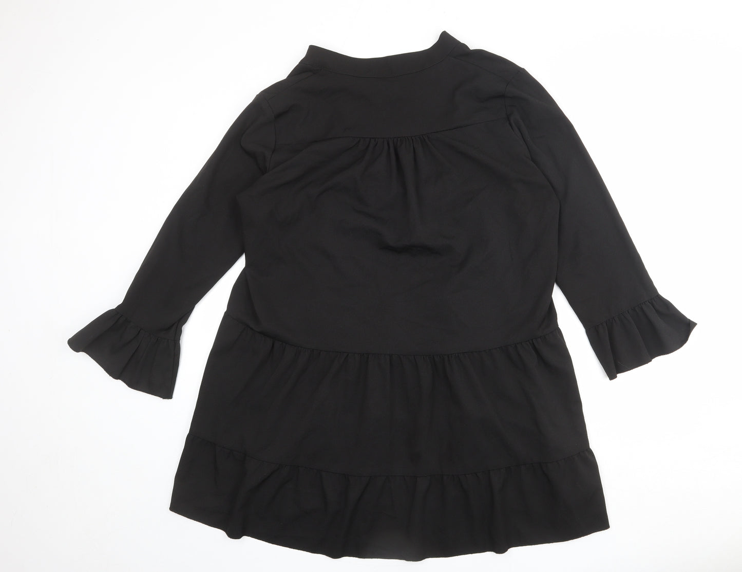 Cameo Rose Womens Black Polyester A-Line Size 12 V-Neck Pullover