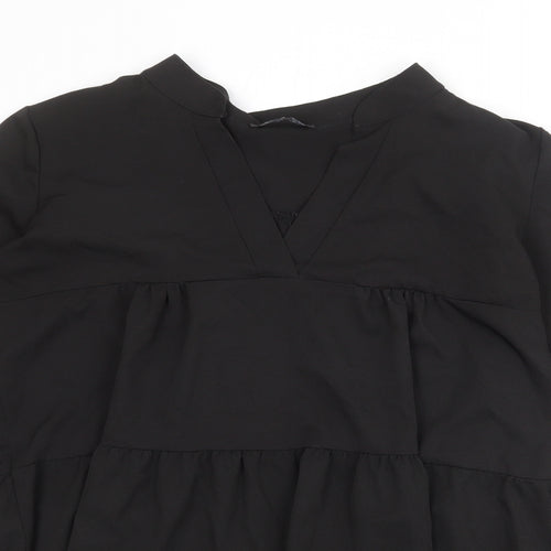 Cameo Rose Womens Black Polyester A-Line Size 12 V-Neck Pullover