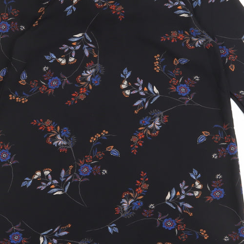 H&M Womens Black Geometric Polyester A-Line Size 10 Round Neck Tie