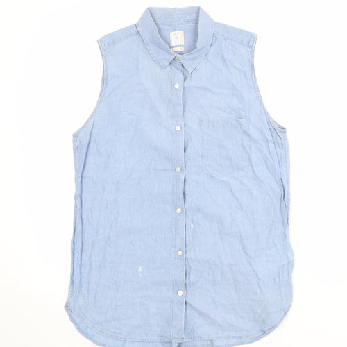 Gap Womens Blue 100% Cotton Basic Button-Up Size S Collared
