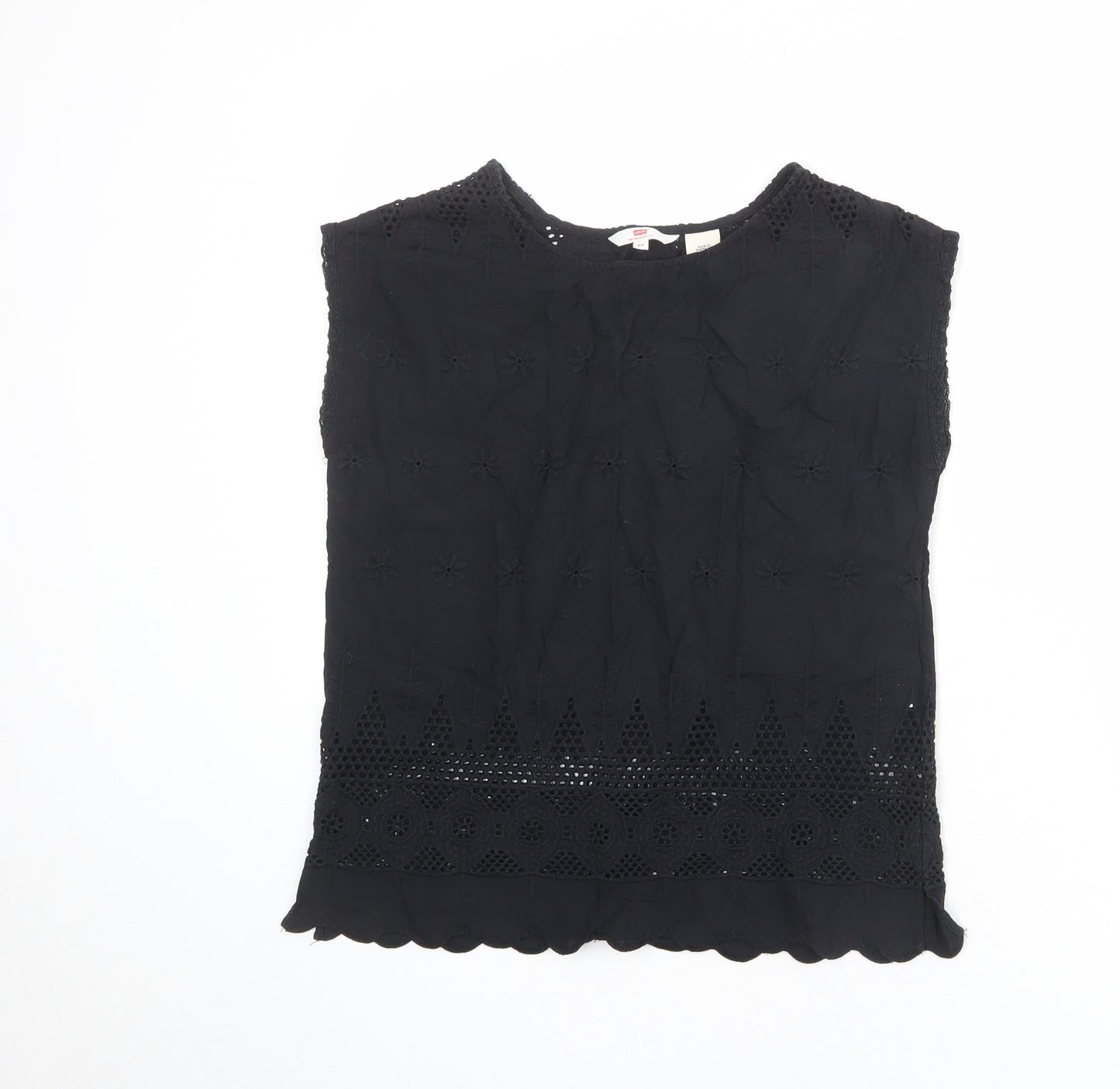 Levi's Womens Black Polyester Basic Tank Size XS Round Neck