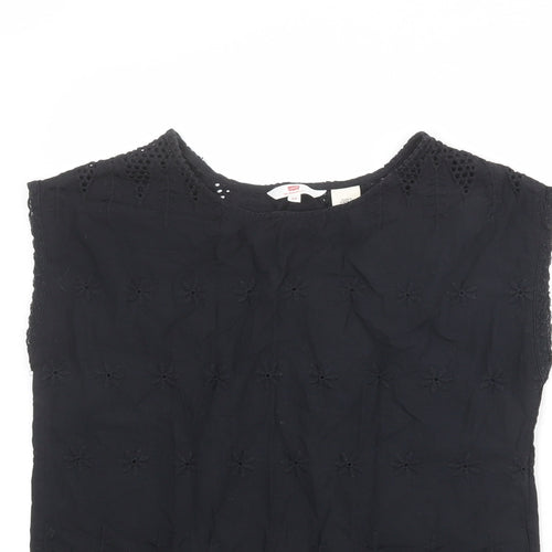 Levi's Womens Black Polyester Basic Tank Size XS Round Neck
