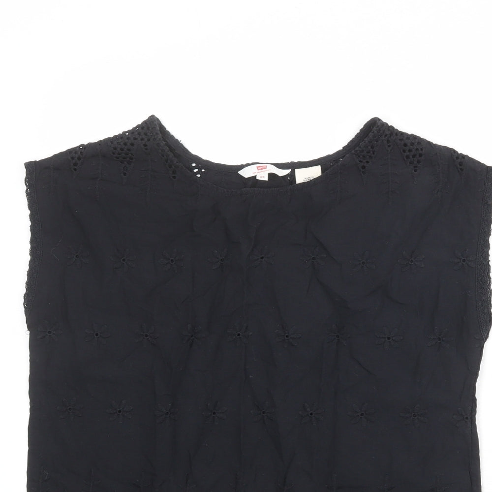 Levi's Womens Black Polyester Basic Tank Size XS Round Neck