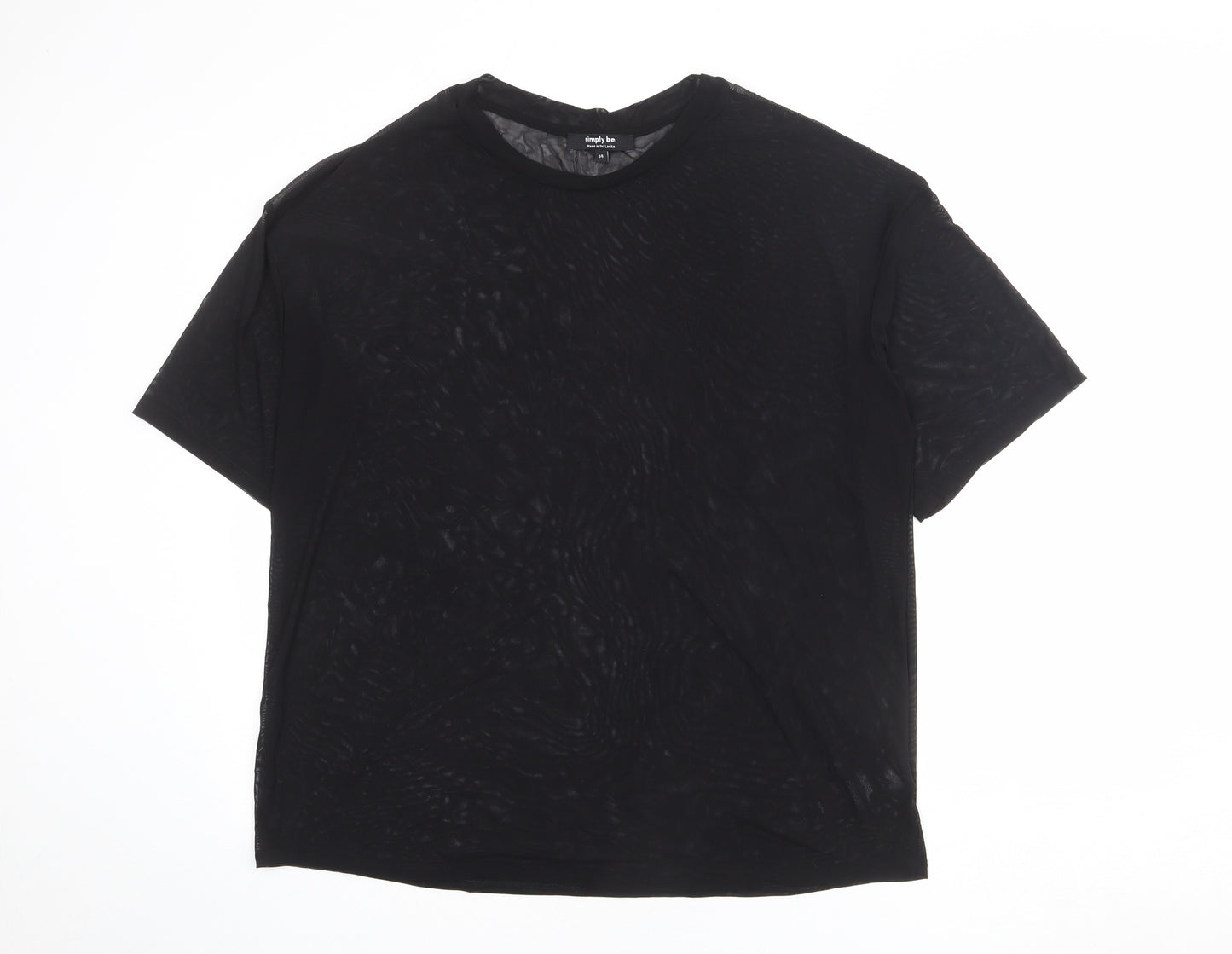 Simply Be Womens Black Polyamide Basic T-Shirt Size 14 Round Neck
